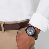 Buy Shop Tommy Hilfiger Denim Black Dial Brown Leather Strap Watch for Men - 1791478 USA Online