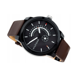 Buy Shop Tommy Hilfiger Denim Black Dial Brown Leather Strap Watch for Men - 1791478 USA Online