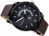 Buy Shop Tommy Hilfiger Denim Black Dial Brown Leather Strap Watch for Men - 1791478 USA Online
