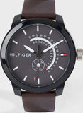 Buy Shop Tommy Hilfiger Denim Black Dial Brown Leather Strap Watch for Men - 1791478 USA Online