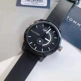 Buy Shop Tommy Hilfiger Denim Quartz Black Dial Black Leather Strap Watch for Men - 1791479 USA Online