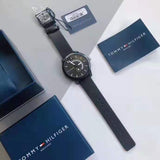 Buy Shop Tommy Hilfiger Denim Quartz Black Dial Black Leather Strap Watch for Men - 1791479 USA Online