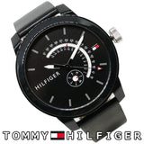 Buy Shop Tommy Hilfiger Denim Quartz Black Dial Black Leather Strap Watch for Men - 1791479 USA Online