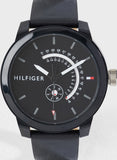 Buy Shop Tommy Hilfiger Denim Quartz Black Dial Black Leather Strap Watch for Men - 1791479 USA Online