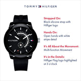 Buy Shop Tommy Hilfiger Denim Quartz Black Dial Black Rubber Strap Watch for Men - 1791483 USA Online