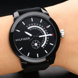 Buy Shop Tommy Hilfiger Denim Quartz Black Dial Black Rubber Strap Watch for Men - 1791483 USA Online