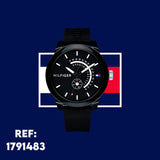 Buy Shop Tommy Hilfiger Denim Quartz Black Dial Black Rubber Strap Watch for Men - 1791483 USA Online