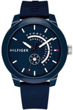 Buy Shop Tommy Hilfiger Denim Quartz Blue Dial Blue Rubber Strap Watch for Men - 1791482 USA Online