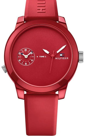 Buy Shop Tommy Hilfiger Denim Quartz Red Dial Red Rubber Strap Watch for Men - 1791323 USA Online
