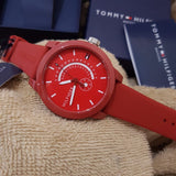 Buy Shop Tommy Hilfiger Denim Quartz Red Dial Red Rubber Strap Watch for Men - 1791480 USA Online