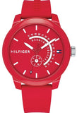 Buy Shop Tommy Hilfiger Denim Quartz Red Dial Red Rubber Strap Watch for Men - 1791480 USA Online