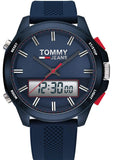 Buy Shop Tommy Hilfiger Digital Analog Blue Dial Blue Rubber Strap Watch For Men - 1791761 USA Online