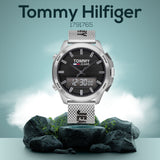 Buy Shop Tommy Hilfiger Digital Black Dial Silver Mesh Bracelet Watch For Men - 1791765 USA Online