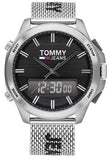 Buy Shop Tommy Hilfiger Digital Black Dial Silver Mesh Bracelet Watch For Men - 1791765 USA Online