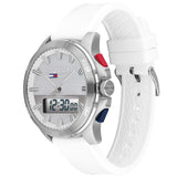 Buy Shop Tommy Hilfiger Digital Silver Dial White Silicone Strap Watch For Men - 1791764 USA Online