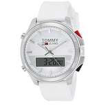 Buy Shop Tommy Hilfiger Digital Silver Dial White Silicone Strap Watch For Men - 1791764 USA Online