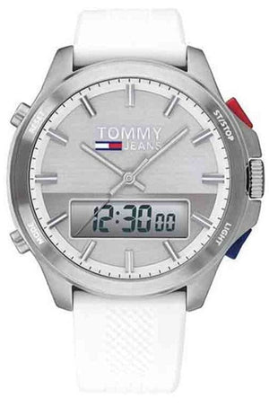 Buy Shop Tommy Hilfiger Digital Silver Dial White Silicone Strap Watch For Men - 1791764 USA Online