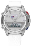 Buy Shop Tommy Hilfiger Digital Silver Dial White Silicone Strap Watch For Men - 1791764 USA Online