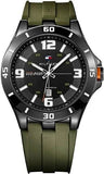 Buy Shop Tommy Hilfiger Drew Black Dial Green Rubber Strap Watch for Men - 1791065 USA Online