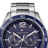 Buy Shop Tommy Hilfiger Erik Chronograph Blue Dial Silver Steel Strap Watch for Men - 1791366 USA Online