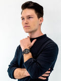 Buy Shop Tommy Hilfiger Evan Black Dial Black Leather Strap Watch for Men - 1710395 USA Online