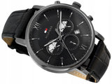 Buy Shop Tommy Hilfiger Evan Black Dial Black Leather Strap Watch for Men - 1710395 USA Online