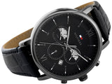 Buy Shop Tommy Hilfiger Evan Black Dial Black Leather Strap Watch for Men - 1710395 USA Online