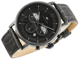 Buy Shop Tommy Hilfiger Evan Black Dial Black Leather Strap Watch for Men - 1710395 USA Online
