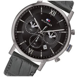 Buy Shop Tommy Hilfiger Evan Black Dial Black Leather Strap Watch for Men - 1710395 USA Online