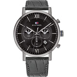 Buy Shop Tommy Hilfiger Evan Black Dial Black Leather Strap Watch for Men - 1710395 USA Online