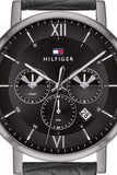 Buy Shop Tommy Hilfiger Evan Black Dial Black Leather Strap Watch for Men - 1710395 USA Online