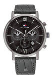 Buy Shop Tommy Hilfiger Evan Black Dial Black Leather Strap Watch for Men - 1710395 USA Online