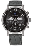 Buy Shop Tommy Hilfiger Evan Black Dial Black Leather Strap Watch for Men - 1710395 USA Online