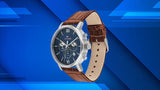 Buy Shop Tommy Hilfiger Evan Chronograph Blue Dial Brown Leather Strap Watch for Men - 1710393 USA Online