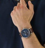 Buy Shop Tommy Hilfiger Evan Chronograph Blue Dial Brown Leather Strap Watch for Men - 1710393 USA Online