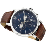 Buy Shop Tommy Hilfiger Evan Chronograph Blue Dial Brown Leather Strap Watch for Men - 1710393 USA Online