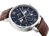 Buy Shop Tommy Hilfiger Evan Chronograph Blue Dial Brown Leather Strap Watch for Men - 1710393 USA Online