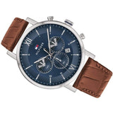 Buy Shop Tommy Hilfiger Evan Chronograph Blue Dial Brown Leather Strap Watch for Men - 1710393 USA Online