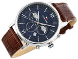 Buy Shop Tommy Hilfiger Evan Chronograph Blue Dial Brown Leather Strap Watch for Men - 1710393 USA Online