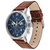 Buy Shop Tommy Hilfiger Evan Chronograph Blue Dial Brown Leather Strap Watch for Men - 1710393 USA Online