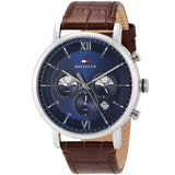 Buy Shop Tommy Hilfiger Evan Chronograph Blue Dial Brown Leather Strap Watch for Men - 1710393 USA Online