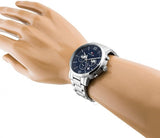 Buy Shop Tommy Hilfiger Evan Chronograph Blue Dial Silver Steel Strap Watch For Men - 1710409 USA Online