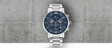 Buy Shop Tommy Hilfiger Evan Chronograph Blue Dial Silver Steel Strap Watch For Men - 1710409 USA Online