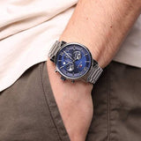 Buy Shop Tommy Hilfiger Evan Chronograph Blue Dial Silver Steel Strap Watch For Men - 1710409 USA Online