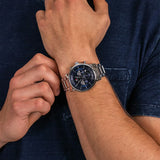 Buy Shop Tommy Hilfiger Evan Chronograph Blue Dial Silver Steel Strap Watch For Men - 1710409 USA Online
