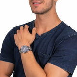 Buy Shop Tommy Hilfiger Evan Chronograph Blue Dial Silver Steel Strap Watch For Men - 1710409 USA Online
