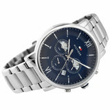 Buy Shop Tommy Hilfiger Evan Chronograph Blue Dial Silver Steel Strap Watch For Men - 1710409 USA Online