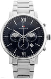 Buy Shop Tommy Hilfiger Evan Chronograph Blue Dial Silver Steel Strap Watch For Men - 1710409 USA Online