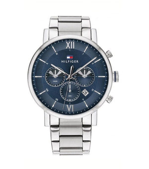Buy Shop Tommy Hilfiger Evan Chronograph Blue Dial Silver Steel Strap Watch For Men - 1710409 USA Online