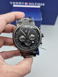 Buy Shop Tommy Hilfiger Evan Chronograph Quartz Black Dial Black Steel Strap Watch For Men - 1710410 USA Online
